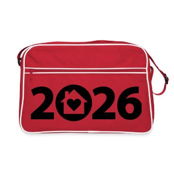 Bauherr 2026, Einweihungsparty 2026, Heim 2026 - Retro Tasche - Rot/Weiß - Vorne