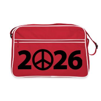 Signe de paix 2026, Liberté 2026, Stop War 2026 - Sac Retro - rouge/blanc - Devant