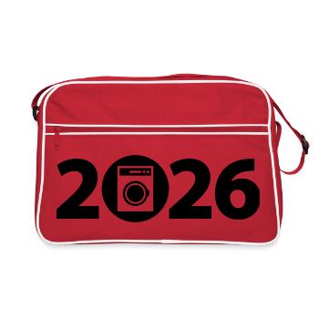 Machine à laver 2026, lessive 2026 - Sac Retro - rouge/blanc - Devant