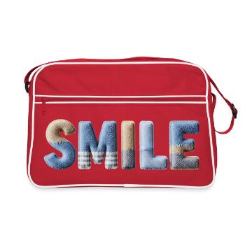 Smile Patchwork Trend Lettering Style Handmade - Retro Bag - red/white - Front