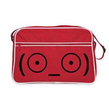 Shock Emote (☉_☉) Big Eyes Kaomoji - Retro Bag - red/white - Front