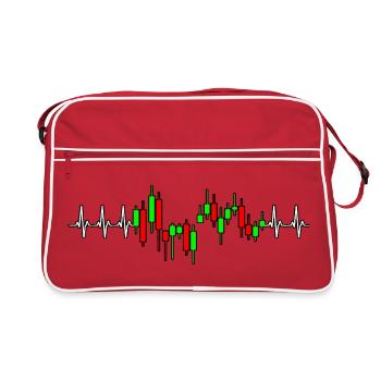 Trader Herzschlag Aktien Krypto Diagramm - Retro Tasche - Rot/Weiß - Vorne