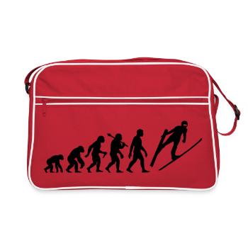 Skispringen Evolution Skispringer Im Flug - Retro Tasche - Rot/Weiß - Vorne