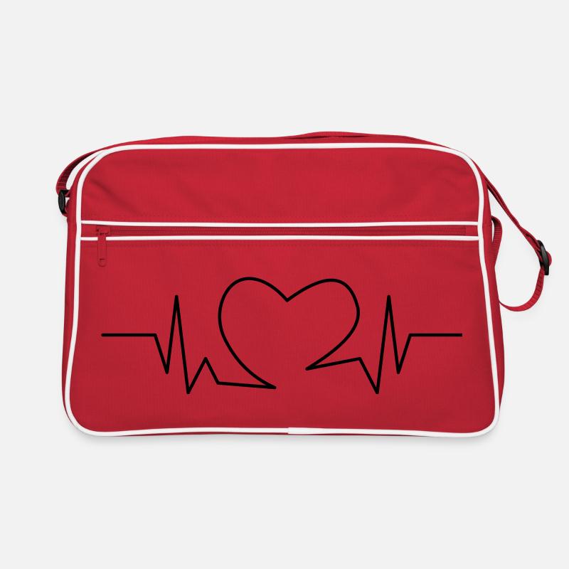 Herzschlag Herz Retro Tasche