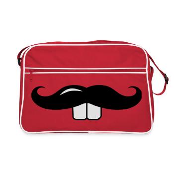 A mustache with Buck teeth - Retro Bag - red/white - Front