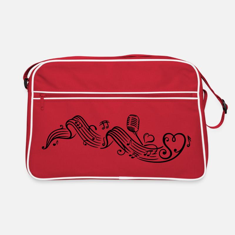 Notenblatt mit microphon, music, notes, clef Retro Tasche