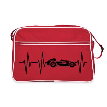 Voiture de course de voitures anciennes Voitures anciennes Heartbeat Pulse ECG - Sac Retro - rouge/blanc - Devant