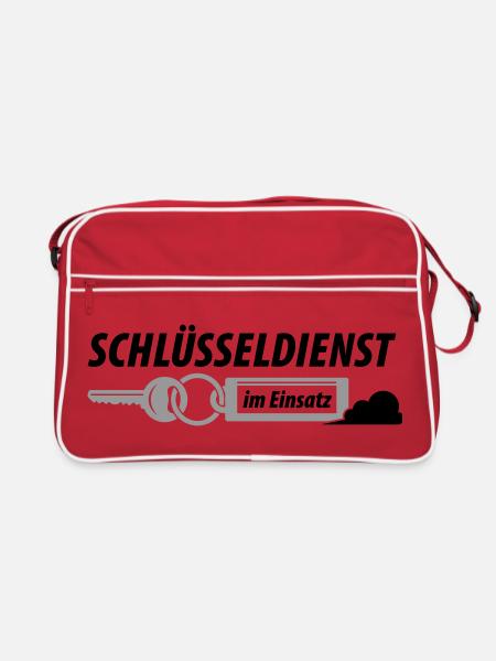 Schlüsseldienst im Einsatz - Retro Tasche - Rot/Weiß - Vorne
