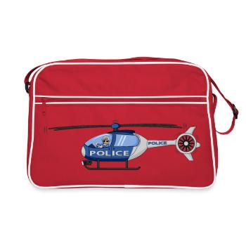 Police Helicopter Pilot Hubschrauber - Retro Tasche - Rot/Weiß - Vorne