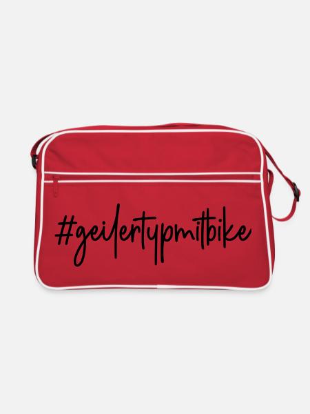 Fahrrad #geilertypmitbike # geiler Typ mit Bike - Retro Tasche - Rot/Weiß - Vorne