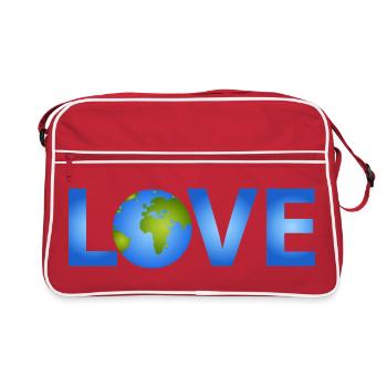 Planète Bleue Terre en lettrage LOVE - Sac Retro - rouge/blanc - Devant
