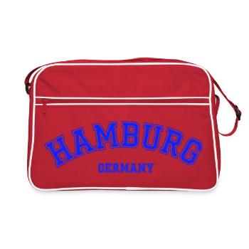 Hamburg Arch Kollegestil Shirt - Retro Tasche - Rot/Weiß - Vorne