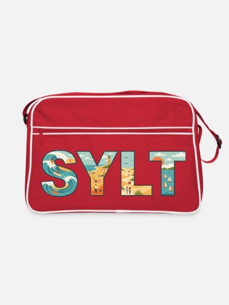 SYLT – La vie insulaire dans la conception des lettres - Sac Retro - rouge/blanc - Devant