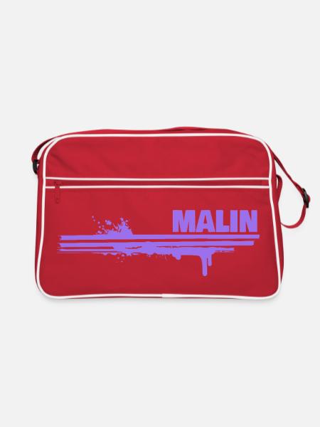 Geschenk für Malin - Retro Tasche - Rot/Weiß - Vorne