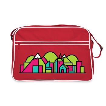 Dornbirn City Skyline Red House Modern Line Art - Retro Bag - red/white - Front