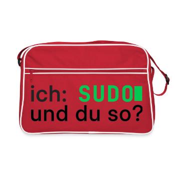 ich: SUDO und du so? Linux Programmierer - dunkel - Retro Tasche - Rot/Weiß - Vorne