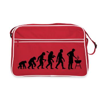 Grillen Evolution für BBQ Grillteufel - Retro Tasche - Rot/Weiß - Vorne