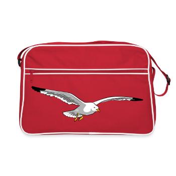 fliegende moewe urlaub fliegen - Retro Tasche - Rot/Weiß - Vorne