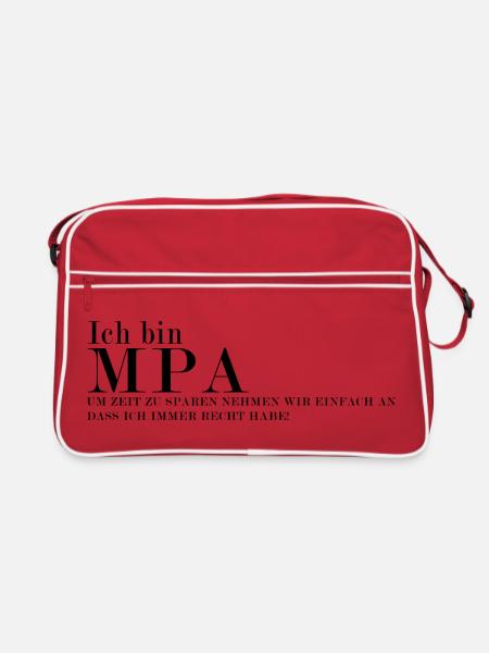 MPA Ich Habe Immer Recht Design - Retro Tasche - Rot/Weiß - Vorne