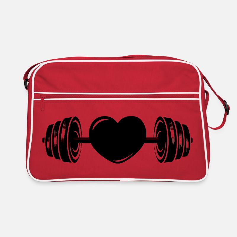 Hantel mit Herz Retro Tasche