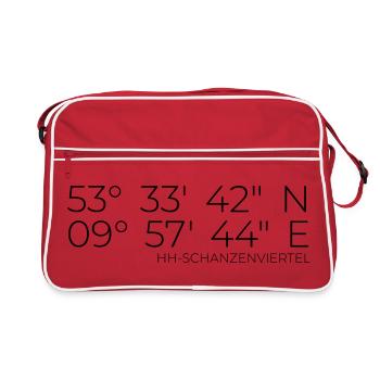 Koordinaten Schanzenviertel Hamburg - Retro Tasche - Rot/Weiß - Vorne