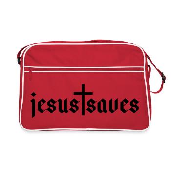 Jesus Saves - Retro Tasche - Rot/Weiß - Vorne