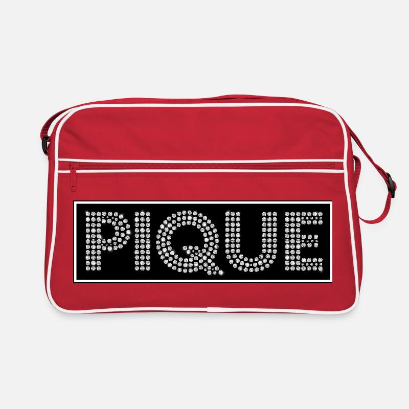 PIQUE Glitzerbuchstaben Steinchen - Retro Tasche - Rot/Weiß