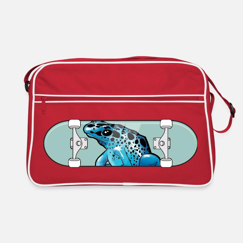 Blue Frog on Skateboard Retro Bag