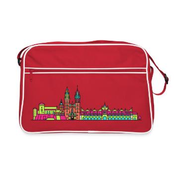 Silhouette de la ville de Cracovie Château de Wawel Art moderne - Sac Retro - rouge/blanc - Devant