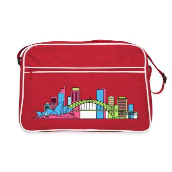 Sydney City Skyline Opera House Bridge Line Kunst - Retro Tasche - Rot/Weiß - Vorne