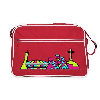 Montreal City Skyline Mount Royal Modern Art - Retro Tasche - Rot/Weiß - Vorne