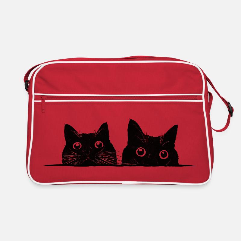Two peeking cats black Retro Bag