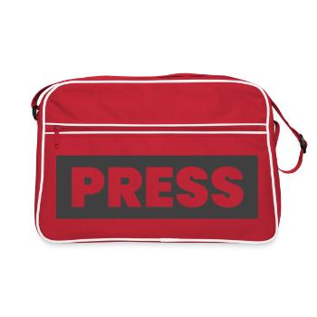 Press Design sagt "PRESS" Mediennachrichtenjournalisten - Retro Tasche - Rot/Weiß - Vorne