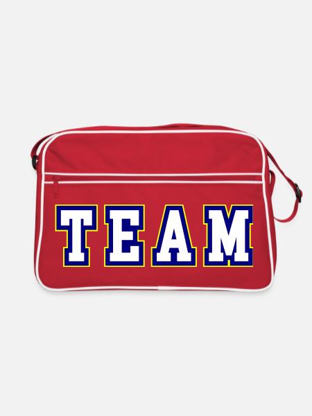 Team Schriftzug - Retro Tasche - Rot/Weiß - Vorne