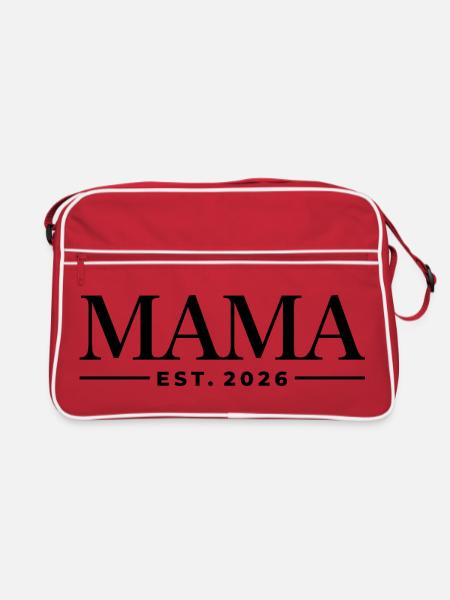 Mama Est. 2026 | Mutter | Muttertag Geschenk - Retro Tasche - Rot/Weiß - Vorne