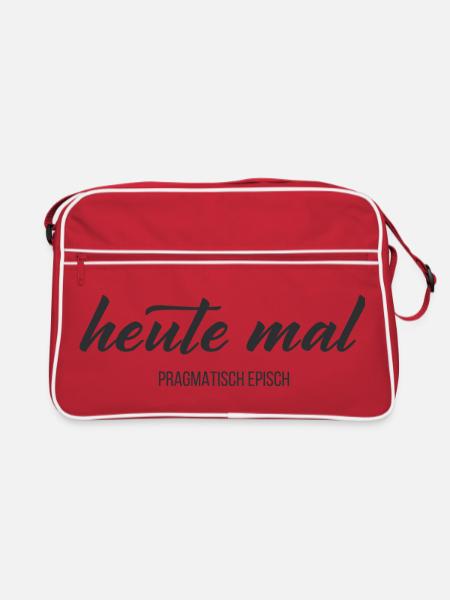 Heute mal pragmatisch episch – Humor Statement - Retro Tasche - Rot/Weiß