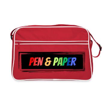 Pen Paper bunter Schriftzug - Retro Tasche - Rot/Weiß - Vorne