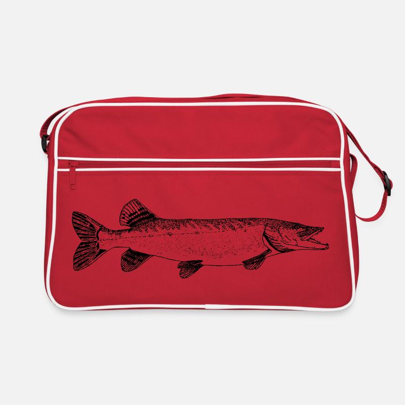 Hecht Pike Motiv - Retro Tasche - Rot/Weiß