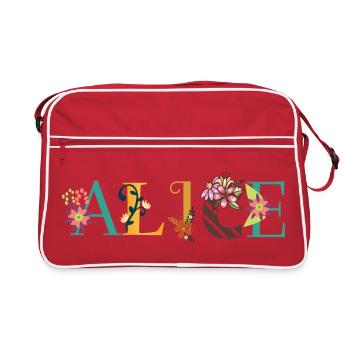Art du nom ALICE avec des fleurs brodées - Sac Retro - rouge/blanc - Devant