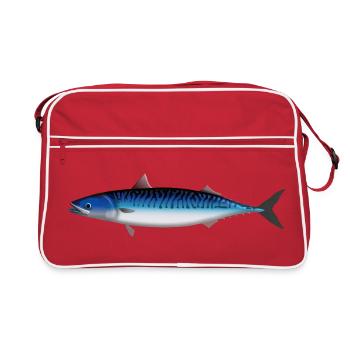 Makrele Natur für Angler in Skandinavien, Norwegen - Retro Tasche - Rot/Weiß - Vorne