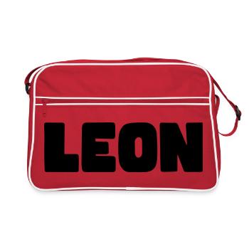 Leon Name - Retro Tasche - Rot/Weiß - Vorne