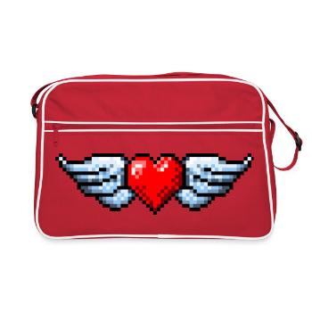 Cœur ailé rétro pixel art - Sac Retro - rouge/blanc - Devant
