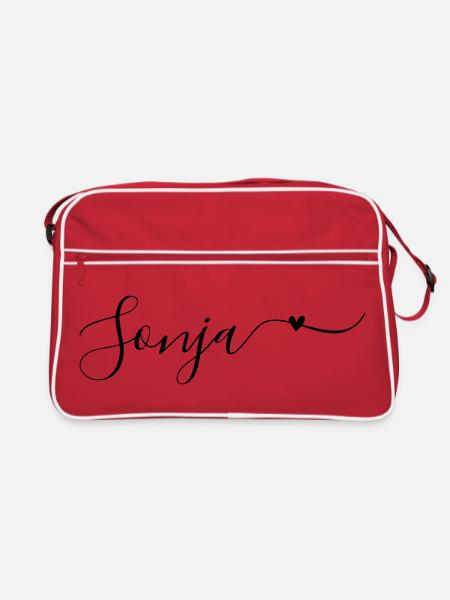 Sonja Name Vorname Dekorativ - Retro Tasche - Rot/Weiß - Vorne