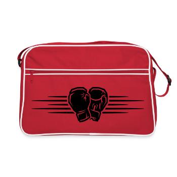 Logo de l’icône des gants de boxe - Sac Retro - rouge/blanc - Devant