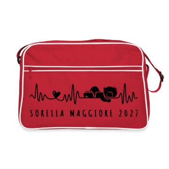 Sorella Maggiore 2027 Annuncio Gravidaza - Retro Tasche - Rot/Weiß - Vorne