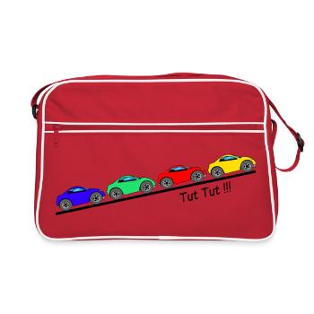 4 Autos für Kinder ... Tut Tut - Retro Tasche - Rot/Weiß - Vorne