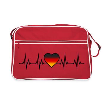 Germany Heartbeat ECG black red gold - Retro Bag - red/white - Front