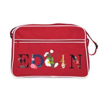 Nom EDVIN décoré de fleurs - Sac Retro - rouge/blanc - Devant