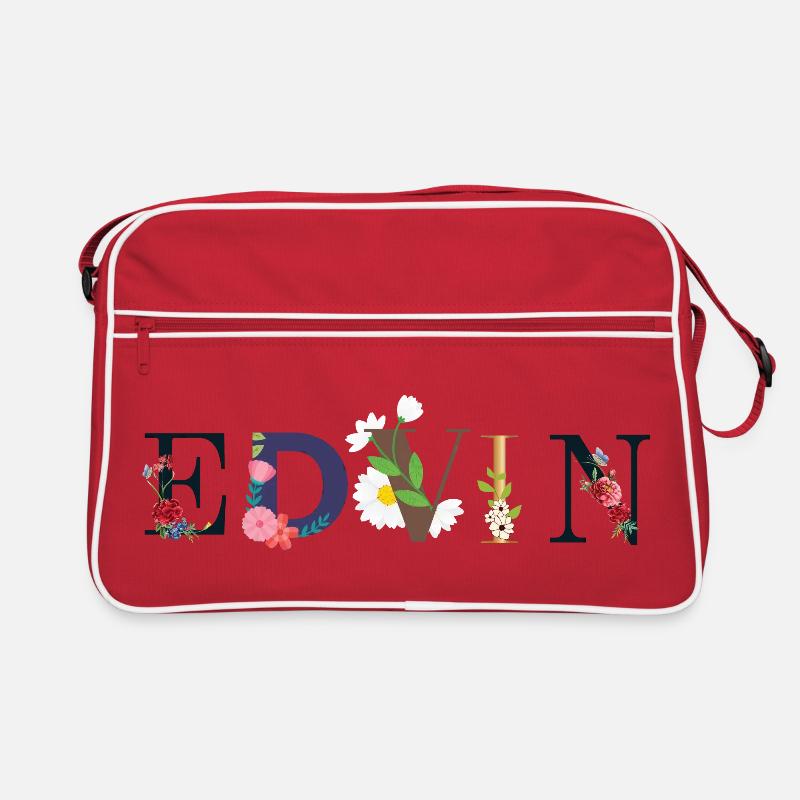 EDVIN Name mit Blumen geschmückt Retro Tasche