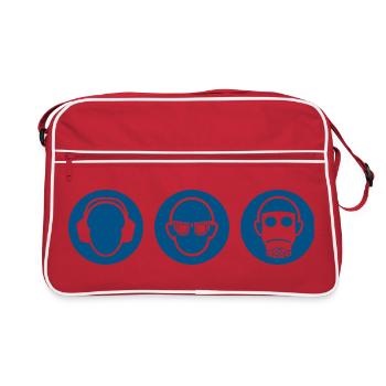 Trois singes - entendre, voir, ne rien dire - Sac Retro - rouge/blanc - Devant